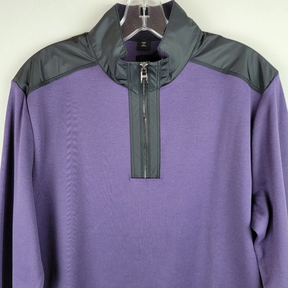 Hugo Boss Sidney Purple Black Quarter Zip Long Sleeves Pullover Sweatshirt M - Picture 3 of 16